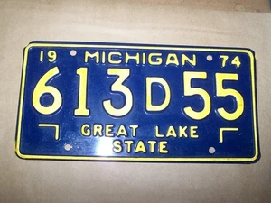 Targa concessionario Michigan 1974 613-D-55 "Great Lake State" vecchia vintage - Foto 1 di 1