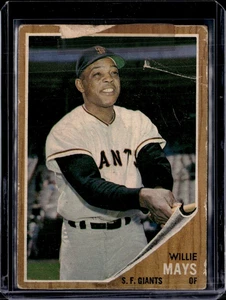 1962 Topps #300 Willie Mays Giants (HOF) LOW GRADE (paper loss/tape/crease) - Picture 1 of 1
