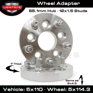 2 Wheel Adapters Converts 5x110 To 5x114.3 1.0" Thick 5x110 To 5x4.5 - Picture 1 of 3