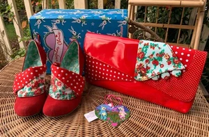 Irregular Choice Flicker Flack Red Rockabilly Pumps & Clutch Floral Retro EU 39 - Picture 1 of 24