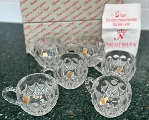 6er Set Vintage German Nachtmann Cut Kristallglas Bowle Becher Bowleglas Anglia Neu im Karton - Bild 1 von 14