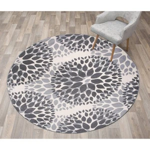 Rugshop Round Area Rug Modern Floral Circles Jute Rug Carpet Gray Round Rug 6'6" - Picture 1 of 7