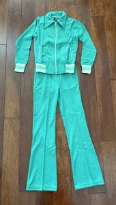 Vtg NOS 60s 70s 2 Piece Nylon Track Suit Tennis Swim Basketball Medium Green - Picture 1 of 13