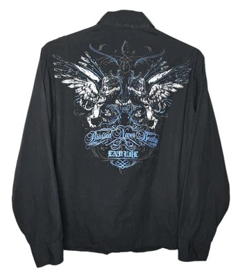 Винтажная элитная рубашка MMA XL черная двусторонняя графическая с синяками никогда не избивалась Y2K - Изображение 1 из 4