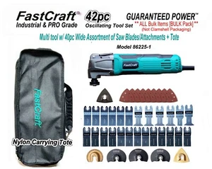 FastCraft 42pc Oscillating Multi Tool Set GUARANTEED POWER + 40pc Blades + Tote - Picture 1 of 13