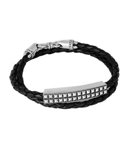 KING BABY STUDIO Sterling Silver DOUBLE WRAP LEATHER BRACELET WITH PYRAMID