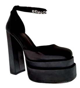 Womens Pumps Ankle Strap Chunky Heel Platform High Heels Holidays Shoes Size 38 - Picture 1 of 22