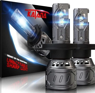 KATANA H4 9003 LED Headlight Bulbs Hi Low Beam Conversion Kit 16000LM 70W 6500K - Image 1 of 4