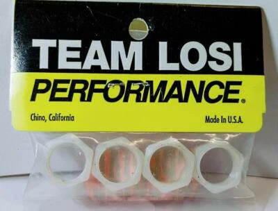 Vintage TEAM LOSI White Threaded Shock Nuts 4 NEW Part # LOSA5057 , A5057 - Image 1 of 2