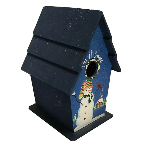 Let it Snow Decorative Bird House Hand Painted Snowman Design 9.25" Tall Cover