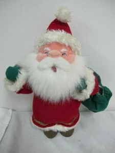 VINTAGE PLUSH STANDING 16" SANTA STUFFINS 1995 HOLDING BAG - Picture 1 of 3