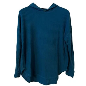 Chaser Damen blaugrüner Waffelstrickpullover langärmeliger Saum Hoodie - groß - Bild 1 von 6