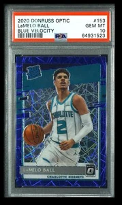2020-21 Donruss Optic Blue Velocity #153 LaMelo Ball Rookie PSA 10 Charlotte - Picture 1 of 2