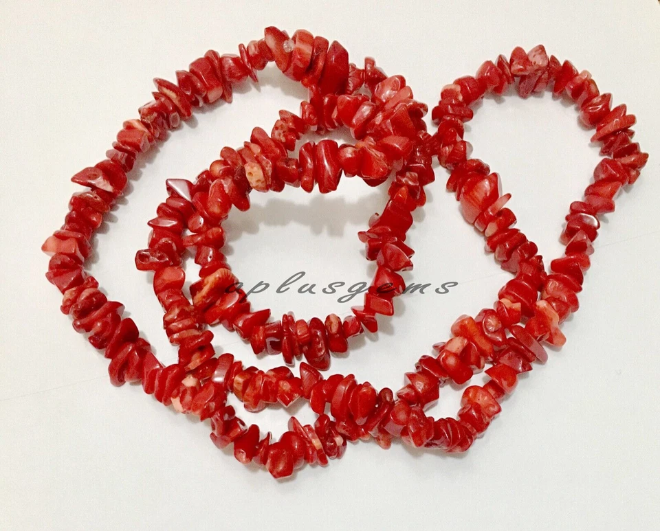 35 pulgadas. Collar Largo Sea Bambú Coral 10mm Gran Chip Cuentas Rosa o Rojo Foto 1 de 1