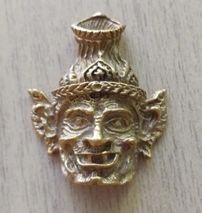 Máscara de ermitaño de latón tailandés artesanía en miniatura - Imagen 1 de 6