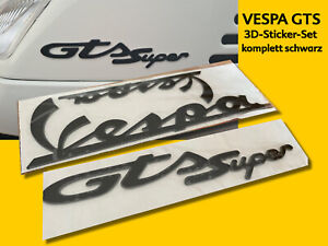 VESPA GTS - 3D-Emblem-Set - komplett SCHWARZ - Aufkleber Piaggio GTSSuper Logo