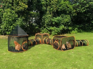 6 en 1 Portátil Mascota Gato Parque Infantil Plegable Túnel Compuesto Casa Recinto - Imagen 1 de 16