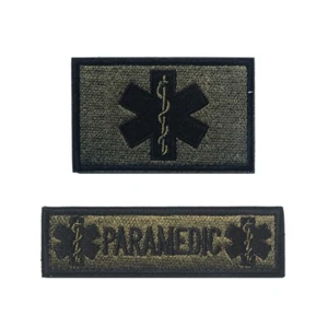 2Pcs Star of Life Medical EMT Paramedic EMS Tactical Hook/Loop Patch Forest Dark - Picture 1 of 5