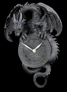 Dragon Wall Clock - Decor Figure Clock Gothic Fantasy Black - Picture 1 of 3