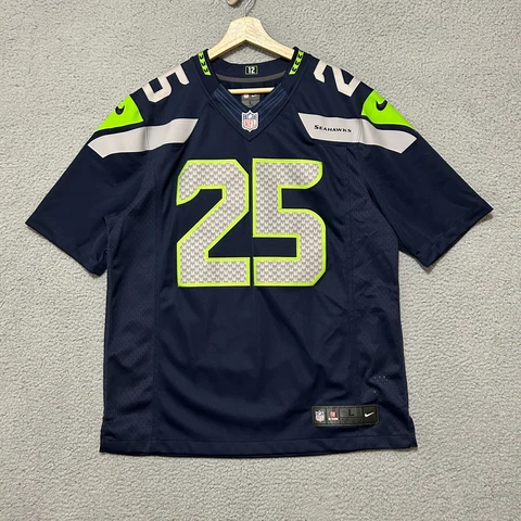 Seattle Seahawks #25 Richard Sherman Nike On Field Jersey Men's Large Blue NFL Cover