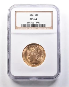 1912 $10 Indian Head Gold Eagle MS64 NGC *7790 - Picture 1 of 3