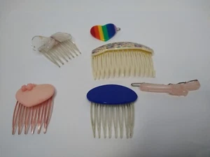 Vintage Haar Set Haarspangen Kämme Auswahl Markenlos Kinder Blumen Hund Regenbogen Eitelkeit - Bild 1 von 17