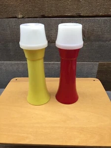 Vintage Tupperware Ketchup & Senfpumpe Behälter & Deckelbecher #718 Sanduhr - T-8 - Bild 1 von 6