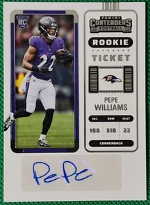 Boleto de novato PEPE WILLIAMS 2022 Panini Contenders automático radiocontrol Baltimore Ravens - Imagen 1 de 2