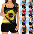 Women 2 piece Print Padded Tankini SwimSuit Beachwear TopS+ ShortS Set Swimwear*