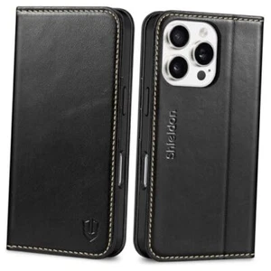 Wallet Case for iPhone 16 Pro 2024, Genuine Leather RFID Blocking Credit Card - Picture 1 of 7