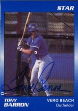 1990 Vero Beach Dodgers TONY BARRON Signed Card autograph auto RC EXPOS PHILLIES