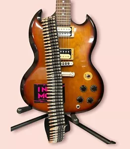 Brass Bullet 50 Link Nickel Guitar Strap Genuine Leather Punk Rock Thrash USA - Picture 1 of 4