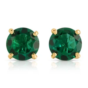 Brillantes aretes de esmeralda genuina de corte redondo de 2 quilates de oro macizo de 14 k LAB - Imagen 1 de 3