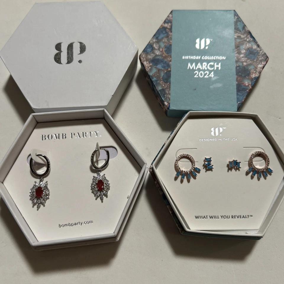 Brincos de festa bomba de 2 anéis fusão natural rubi birmanês e cristal de gelo marinho aquático - Imagem 1 de 4