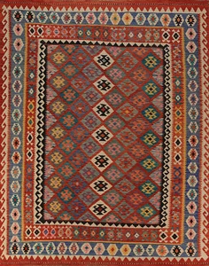 Dual-Sided Kilim Kelim Rugs Flatweave Wool Carpet 8x10 ft - Picture 1 of 11