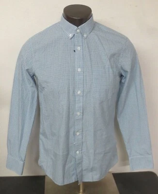 Camisa social Nordstrom manga longa botão frontal tamanho M algodão acabamento azul ajuste - Imagem 1 de 4