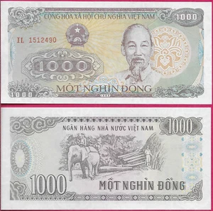 VIETNAM SOCIALIST 1000 DONG 1988 UNC PREFIX IL,HO CHI MINH AND (1890-1969)ELEP - Picture 1 of 1
