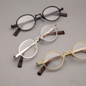 Vintage Small Oval Round Glasses Mens Eyeglasses Frames Metal Spectacles Women - Picture 1 of 15