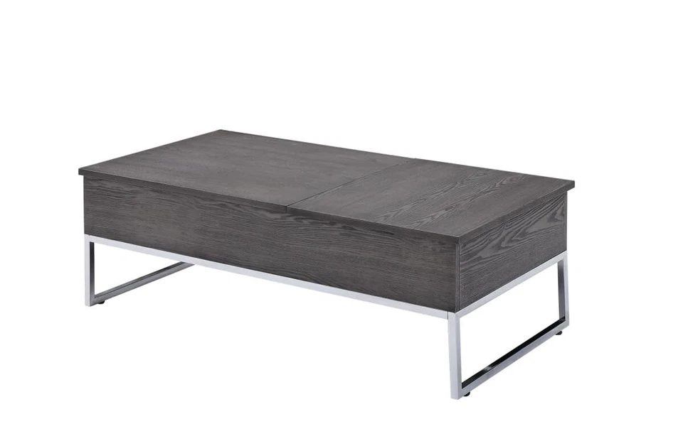 47 Chrome And Gray Oak Rectangular Lift Top Coffee Table - Image 1 of 1