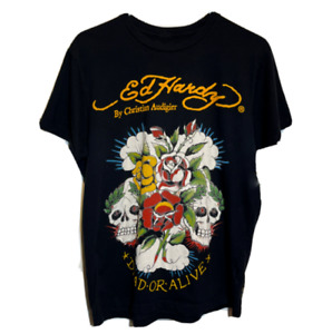 Ed Hardy by Christian Audigier Mens Skull Big Graphic T-Shirt