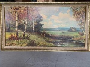 Vintage Art Robert Wood Pine And Birch Signed Framed Reproduction - Picture 1 of 11
