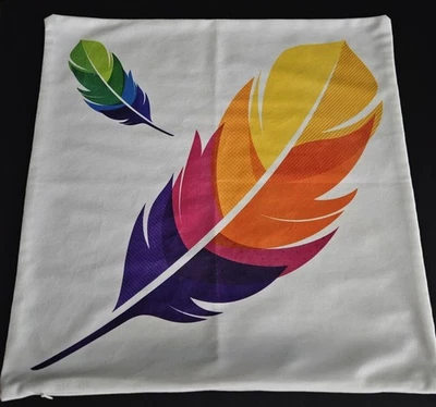 Funda de almohada con cierre de cremallera con patrón de plumas 17 X 17" Foto 1 de 4