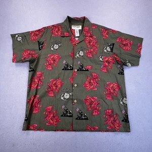 US Marines Hemd Herren XL Hawaii Blumen Military Camp Knopfleiste Patriotisch - Bild 1 von 8