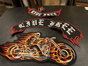 LIVE FREE RIDE FREE LARGE BIKER BACK PATCH SET U Unused - Picture 1 of 2