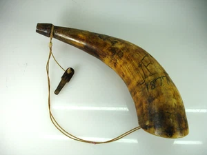 ANTIGUO MATRAZ DE POLVO DE CUERNO DE DIRECCIÓN DE POLVO DE CUERNO DE POLVO DE PÓLVORA NEGRA DE 1870 - Imagen 1 de 10