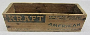 Caja de madera rústica antigua de queso KRAFT AMERICAN 2 lb ~ madera de 9.” x 3” x 2.5” de colección - Imagen 1 de 6