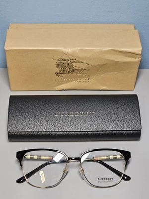 Burberry Glasses BE1313-Q 1237 Black/Light Gold 53/16/140  NEW in Box Eyeglasses - Image 1 of 4