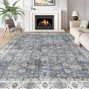 Washable Area Rug 6x9 - Large Living Room Rug Stain Resistant Vintage Retro C... - Picture 1 of 8