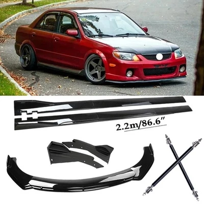 Front Bumper Rear Lip Spoiler Side Skirt Gloss Black For Mazda Protege Body Kit - Image 1 of 4