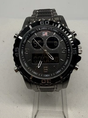 U.S. Polo Assn. Men's US8866WM Analog Digital Watch Black PU Leather - Image 1 of 4